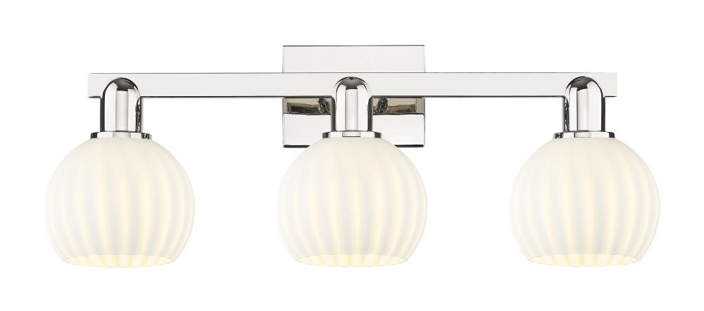 White Venetian - 3 Light - 25 inch - Polished Nickel - Bath Vanity Light