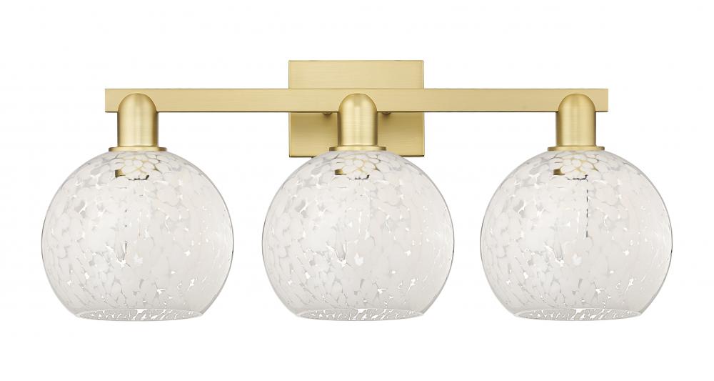 White Mouchette - 3 Light - 27 inch - Satin Gold - Bath Vanity Light