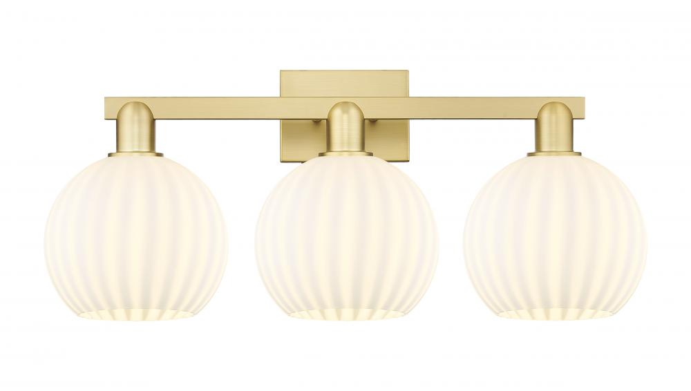 White Venetian - 3 Light - 27 inch - Satin Gold - Bath Vanity Light