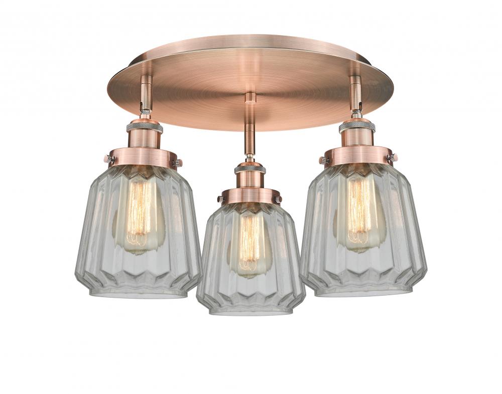 Chatham - 3 Light - 19 inch - Antique Copper - Semi-Flush Mount