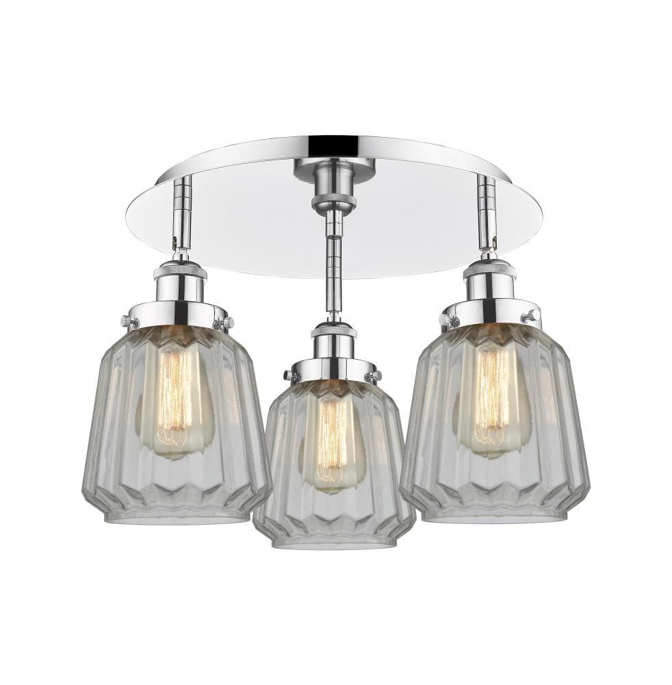 Chatham - 3 Light - 19 inch - Polished Chrome - Semi-Flush Mount