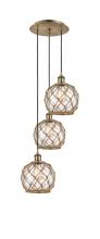Innovations Lighting 113B-3P-AB-G122-8RB - Farmhouse Rope - 3 Light - 15 inch - Antique Brass - Cord Hung - Multi Pendant