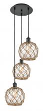 Innovations Lighting 113B-3P-BK-G122-8RB - Farmhouse Rope - 3 Light - 15 inch - Matte Black - Cord Hung - Multi Pendant