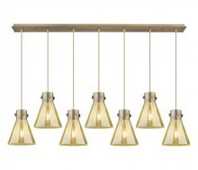 Innovations Lighting 127-410-1PS-BB-G411-8ME - Newton Cone - 7 Light - 52 inch - Brushed Brass - Linear Pendant