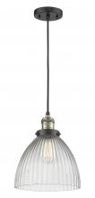 Innovations Lighting 201C-BAB-G222 - Seneca Falls - 1 Light - 10 inch - Black Antique Brass - Cord hung - Mini Pendant