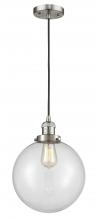 Innovations Lighting 201C-SN-G202-10-LED - Beacon - 1 Light - 10 inch - Brushed Satin Nickel - Cord hung - Mini Pendant