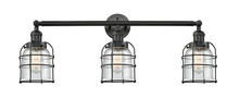 Innovations Lighting 205-BK-G54-CE - Bell Cage - 3 Light - 31 inch - Matte Black - Bath Vanity Light