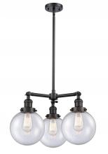 Innovations Lighting 207-BK-G204-8 - Beacon - 3 Light - 22 inch - Matte Black - Stem Hung - Chandelier