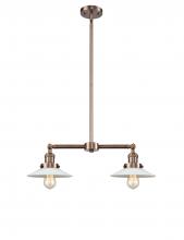 Innovations Lighting 209-AC-G1 - Halophane - 2 Light - 21 inch - Antique Copper - Stem Hung - Adjustable Island Light