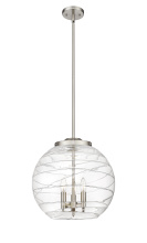 Innovations Lighting 221-3S-SN-G1213-16CL - Athens Deco Swirl - 3 Light - 16 inch - Brushed Satin Nickel - Stem hung - Pendant