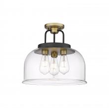 Innovations Lighting 239-3C-BBB-G239-15CL - Kahana - 3 Light - 15 inch - Black Brushed Brass - Semi-Flush Mount