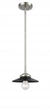 Innovations Lighting 284-1S-SN-M6-BK - Railroad - 1 Light - 8 inch - Brushed Satin Nickel - Stem hung - Mini Pendant