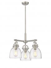 Innovations Lighting 410-3CR-SN-G412-7CL - Newton Bell - 3 Light - 21 inch - Satin Nickel - Pendant