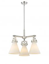 Innovations Lighting 411-3CR-PN-G411-7WH - Newton Cone - 3 Light - 21 inch - Polished Nickel - Pendant