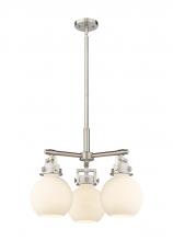 Innovations Lighting 411-3CR-SN-G410-7WH - Newton Sphere - 3 Light - 21 inch - Satin Nickel - Pendant
