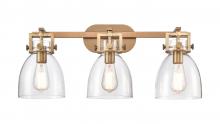 Innovations Lighting 411-3W-BB-G412-7CL - Newton Bell - 3 Light - 27 inch - Brushed Brass - Bath Vanity Light