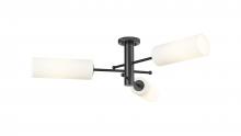 Innovations Lighting 434-3F-BK-G434-12WH - Crown Point - 3 Light - 34 inch - Matte Black - Semi-Flush Mount