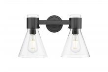 Innovations Lighting 464-2W-BK-G464C-7CL - Lawton Cone - 2 Light - 17 inch - Matte Black - Bath Vanity Light