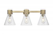 Innovations Lighting 464-3W-BB-G464C-7CL - Lawton Cone - 3 Light - 27 inch - Brushed Brass - Bath Vanity Light