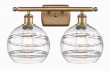 Innovations Lighting 516-2W-BB-G556-8CL - Rochester - 2 Light - 18 inch - Brushed Brass - Bath Vanity Light