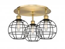Innovations Lighting 516-3C-BB-CE-8-BK - Lake Placid - 3 Light - 20 inch - Brushed Brass - Semi-Flush Mount