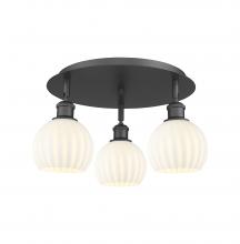 Innovations Lighting 516-3C-BK-G1217-6WV - White Venetian - 3 Light - 18 inch - Matte Black - Semi-Flush Mount