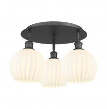 Innovations Lighting 516-3C-BK-G1217-8WV - White Venetian - 3 Light - 20 inch - Matte Black - Semi-Flush Mount