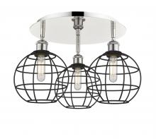 Innovations Lighting 516-3C-PN-CE-8-BK - Lake Placid - 3 Light - 20 inch - Polished Nickel - Semi-Flush Mount