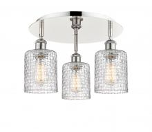 Innovations Lighting 516-3C-PN-G112C-5CL - Cobbleskill - 3 Light - 17 inch - Polished Nickel - Semi-Flush Mount