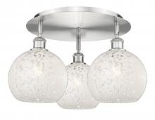 Innovations Lighting 516-3C-SN-G1216-8WM - White Mouchette - 3 Light - 20 inch - Satin Nickel - Semi-Flush Mount