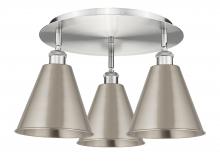 Innovations Lighting 516-3C-SN-MBC-8-SN - Berkshire - 3 Light - 20 inch - Satin Nickel - Semi-Flush Mount