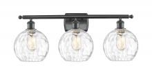 Innovations Lighting 516-3W-BK-G1215-8 - Athens Water Glass - 3 Light - 28 inch - Matte Black - Bath Vanity Light