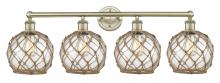 Innovations Lighting 616-4W-AB-G122-8RB - Farmhouse Rope - 4 Light - 35 inch - Antique Brass - Bath Vanity Light