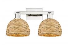 Innovations Lighting 716-2W-PN-RBD-8-NAT - Woven Rattan - 2 Light - 19 inch - Polished Nickel - Bath Vanity Light