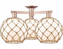 Innovations Lighting 716-3F-AC-G121-10RB - Farmhouse Rope - 3 Light - 28 inch - Antique Copper - Semi-Flush Mount