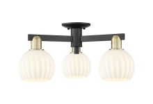 Innovations Lighting 716-3F-BAB-G1217-6WV - White Venetian - 3 Light - 24 inch - Black Antique Brass - Semi-Flush Mount