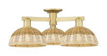 Innovations Lighting 716-3F-SG-NBD2-9-NAT - Bristol Natural II - 3 Light - 27 inch - Satin Gold - Semi-Flush Mount