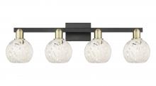 Innovations Lighting 716-4W-BAB-G1216-6WM - White Mouchette - 4 Light - 33 inch - Black Antique Brass - Bath Vanity Light