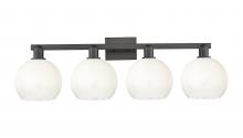 Innovations Lighting 716-4W-BK-G483-8OP - Brookhaven Globe - 4 Light - 36 inch - Matte Black - Bath Vanity Light