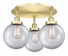 Innovations Lighting 916-3C-SG-G202-8 - Whitney - 3 Light - 20 inch - Satin Gold - Semi-Flush Mount