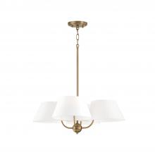 Capital 450441AD - 4-Light Low-Profile Chandelier Semi-Flush in Aged Brass with White Fabric Shades