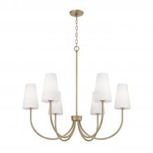 Capital 455261AD-550 - 6-Light Transitional Chandelier in Aged Brass with Tapered Soft White Glass