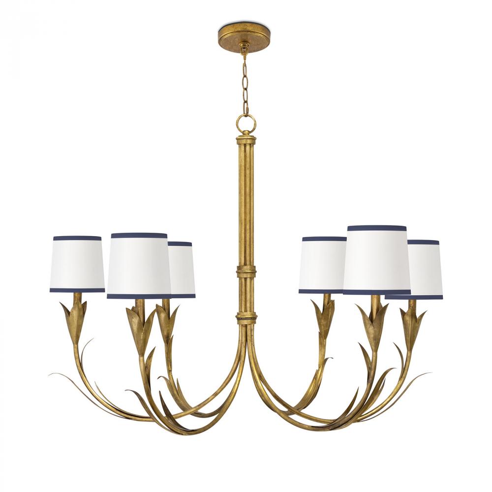 Regina Andrew River Reed Chandelier Small (Antique Gold Leaf with Navy Shade)