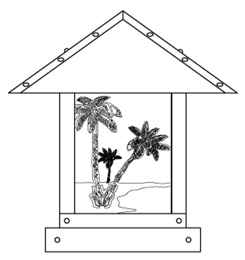 12" timber ridge column mount with palm tree  filigree