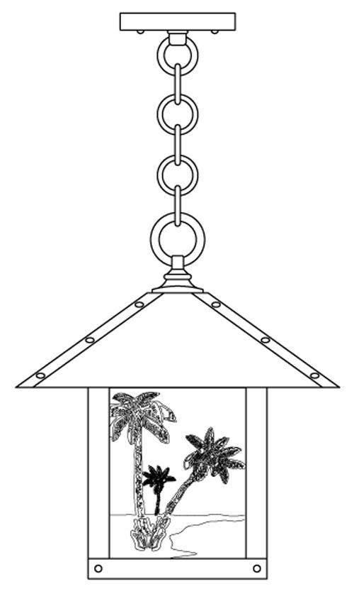 12" timber ridge pendant with palm tree  filigree
