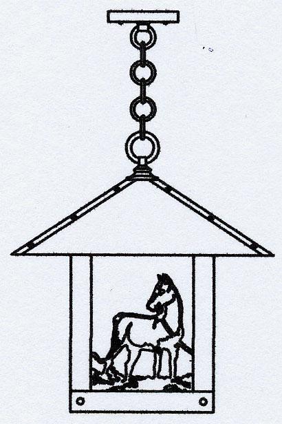 16" timber ridge pendant with horse filigree