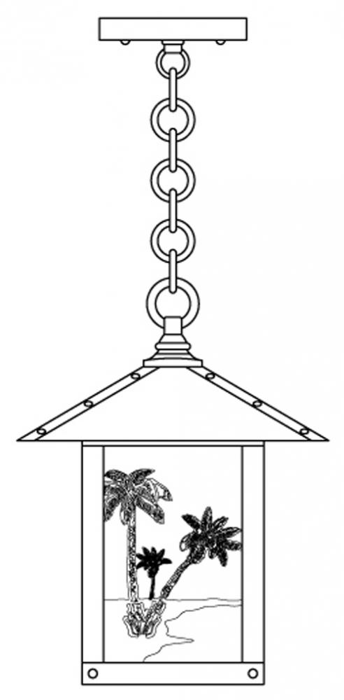 9" timber ridge pendant with palm tree  filigree