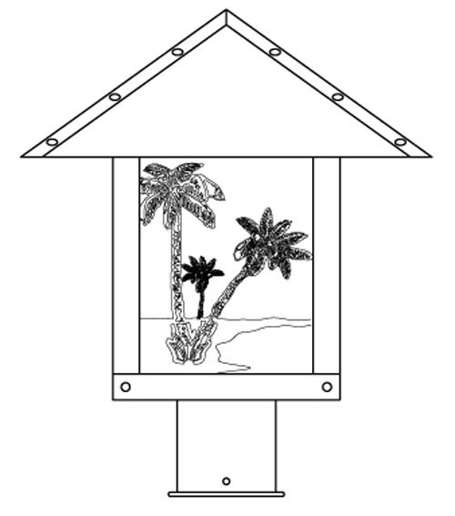 12" timber ridge post mount with palm tree  filigree
