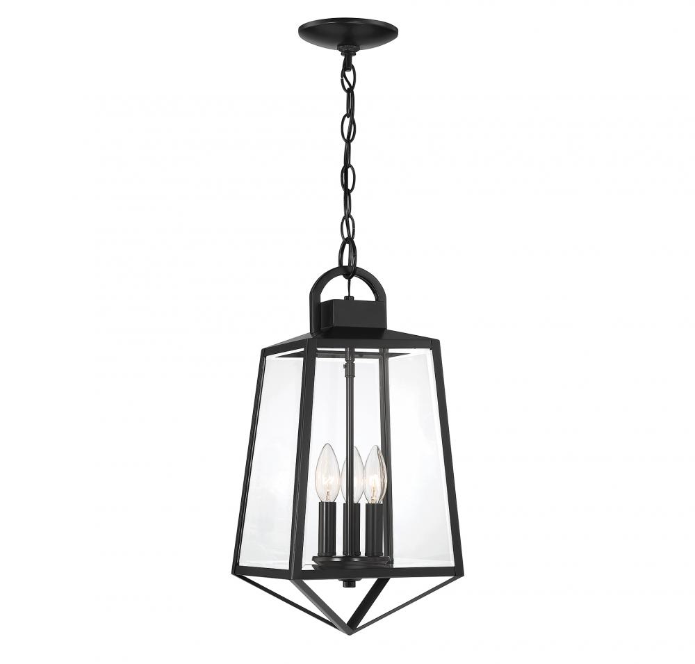Inglewood 3-Light Outdoor Hanging Lantern in Black