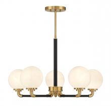 Lighting One US V6-L1-9605-5-143 - Dresden 5-Light Chandelier in Matte Black with Warm Brass Accents